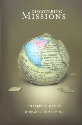 Cover of 'Discovering Missions' book with drawing of globe partially covered with pages from the Bible