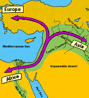 Map showing trade routes through Canaan to Europe, Asia and Africa