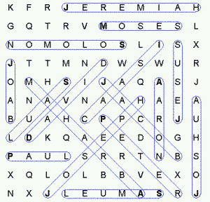 grid of letters for word search puzzle