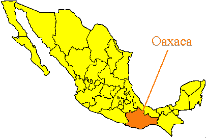 map of Mexico showing Oaxaca state