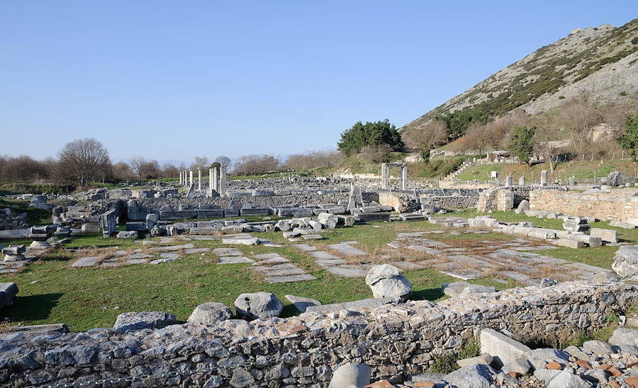 Ruins of stone structures in an ancient city