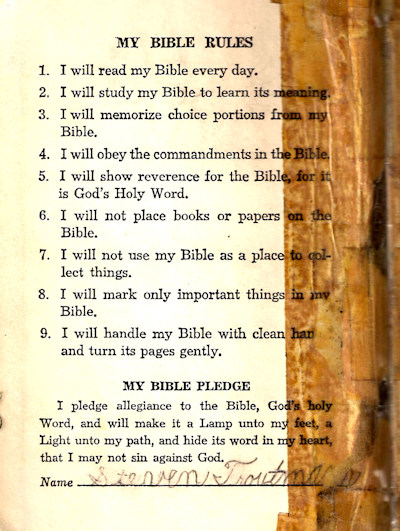 Photo of a page describing how to handle a printed BIble
