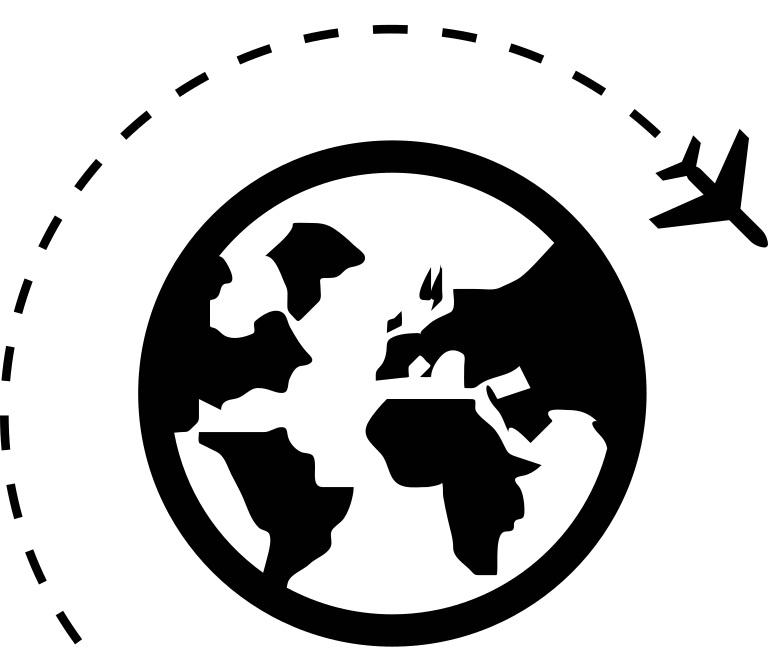 drawing of airplane circling the globe