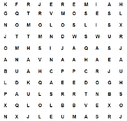grid of letters for word search puzzle