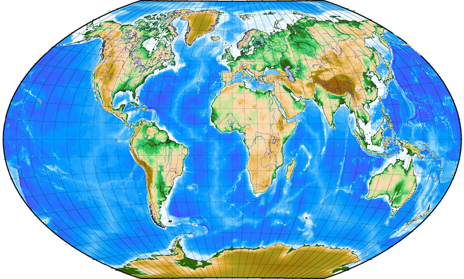 topographical map of the entire world
