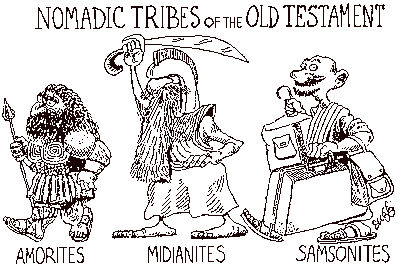 Cartoon figures of Nomadic
Tribes of the Old Testament that incluides a