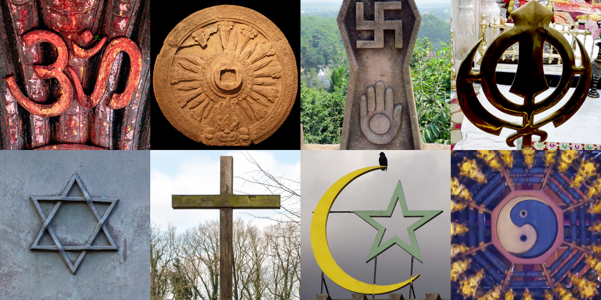 photos of symbols used by eight major world religions