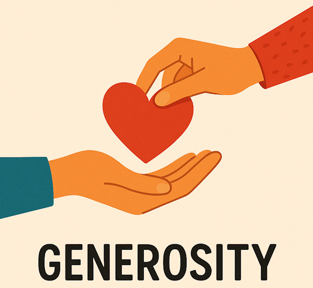 A hand giving a heart to another hand