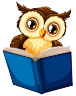 Owl reading a book