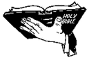 Drawing of a hand holding an open Bible