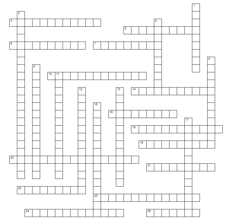 Crossword puzzle grid about notable missionaries