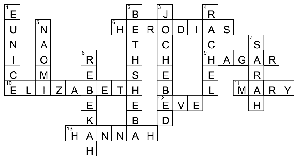 crossword puzzle grid with answers