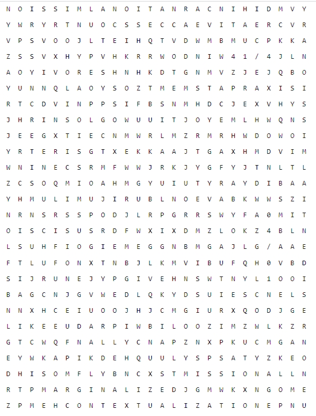 grid of letters for word search puzzle