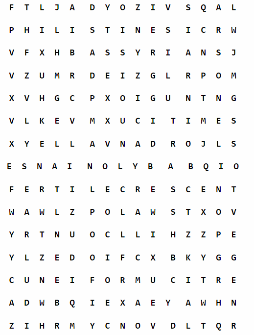 grid of letters for word search puzzle